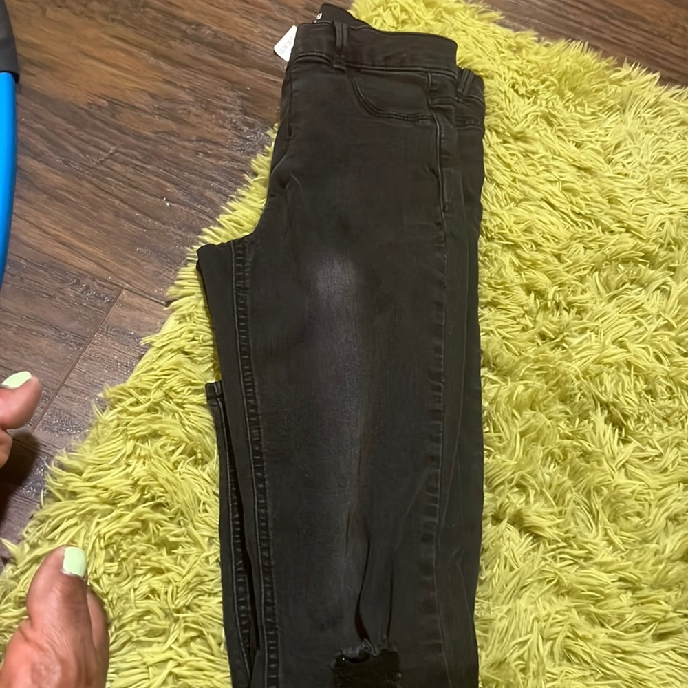 Girl black distressed jeggings
